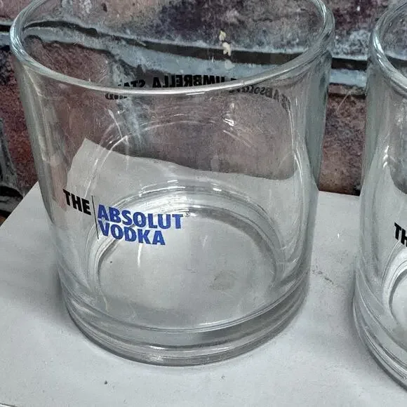 Absolut Vodka Rocks Glasses The Absolute Umbrella Stand Set of 4 Barware - Picture 2 of 6